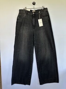 DL1961 Hepburn Wide Leg Jeans High Rise Black Wash Tencel Blend Minimalist 31